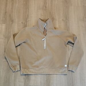 Vuori Restor Tan Half-Zip Sweatershirt Size Small